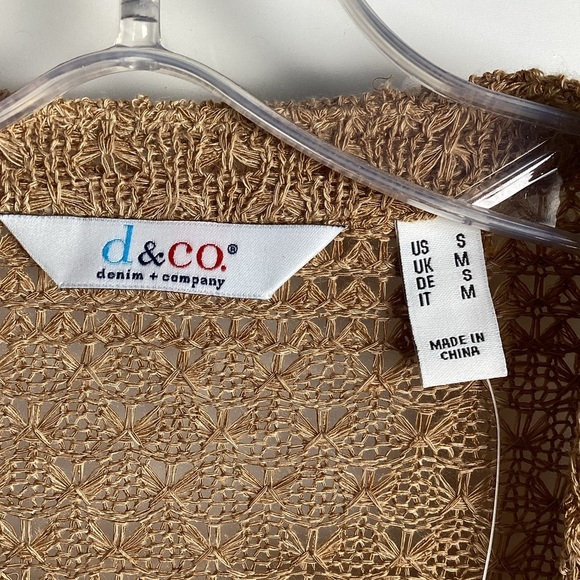 D&CO NWT Long Sleeve Open Cardigan knit Size Small Tan oversized - Picture 7 of 7